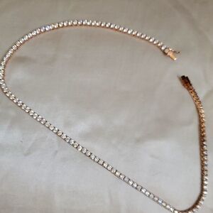 Beautiful Italo rose gold tennis necklace.